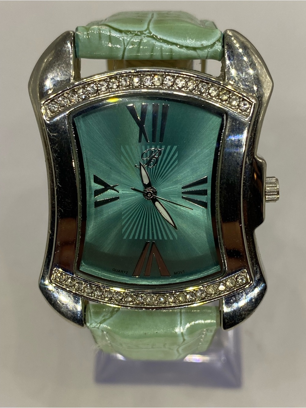 Men’s *** Mint Green ^^^ Iced  Crystal Accent  Watch ^^^ Designer ***